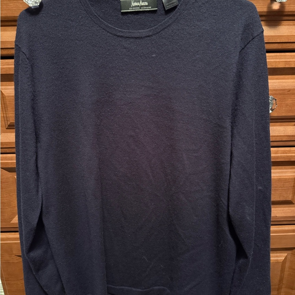 Navy Blue Cashmere Crewneck Sweater